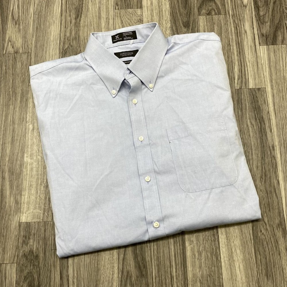 "NEW" NORDSTORM Traditional Fit Button Down Blue Dress Shirt Mens Size 16.5 / 36